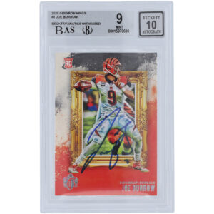 Joe Burrow Cincinnati Bengals Autographed 2020 Panini Gridiron Kings #GK-1 Beckett Fanatics Witnessed Authenticated 9/10 Rookie Card - 8.5,9,9,9.5 Subgrades