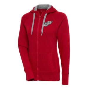 Women's Antigua  Red Detroit Red Wings Metallic Logo Victory Full-Zip Hoodie