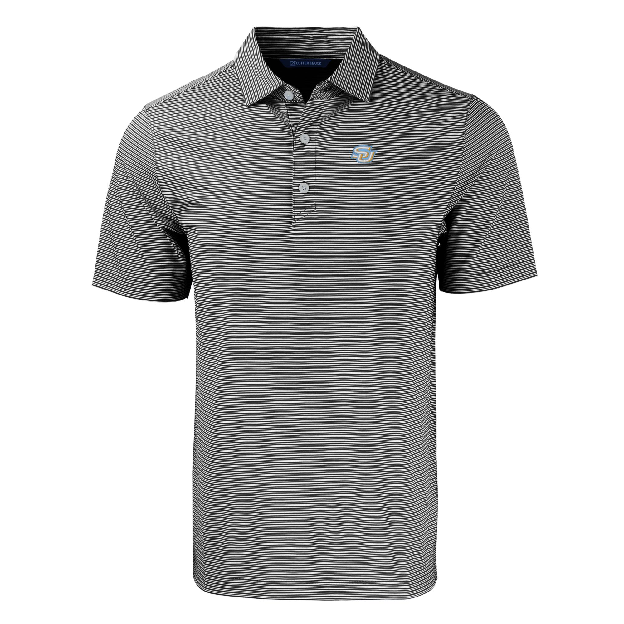 Men's Cutter & Buck Black/White Southern University Jaguars Big & Tall Forge Eco Double Stripe Stretch Recycled Polo - Image 6