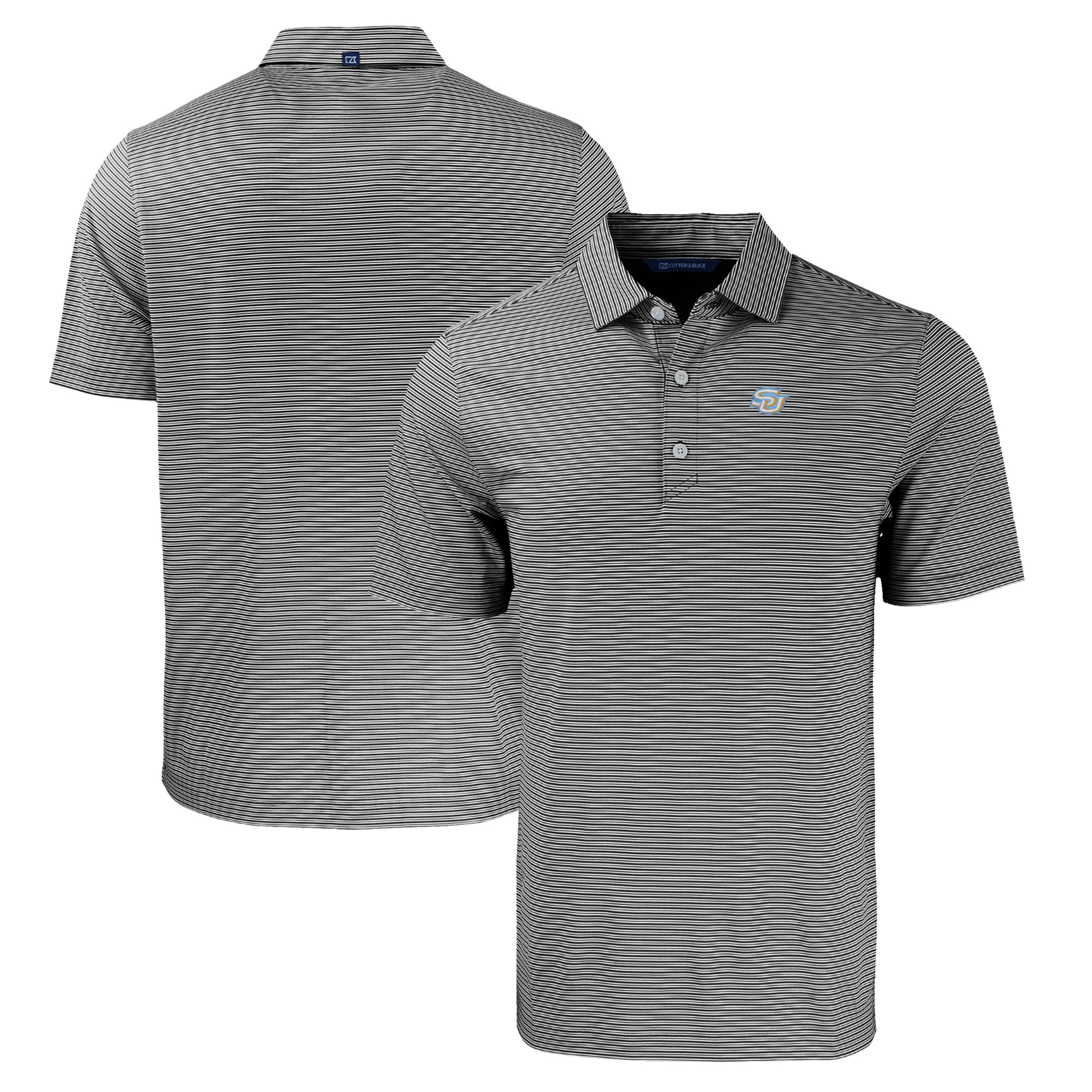 Men's Cutter & Buck Black/White Southern University Jaguars Big & Tall Forge Eco Double Stripe Stretch Recycled Polo