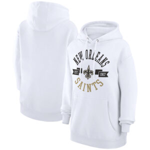 Women's G-III 4Her by Carl Banks White New Orleans Saints City Graphic Team Fleece Pullover Hoodie