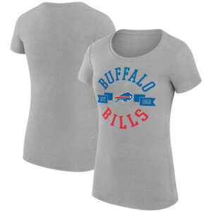 Women's G-III 4Her by Carl Banks Heather Gray Buffalo Bills City Team Graphic Lightweight Fitted Crewneck T-Shirt