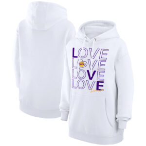Women's G-III 4Her by Carl Banks  White Los Angeles Lakers Basketball Love Fleece Pullover Hoodie