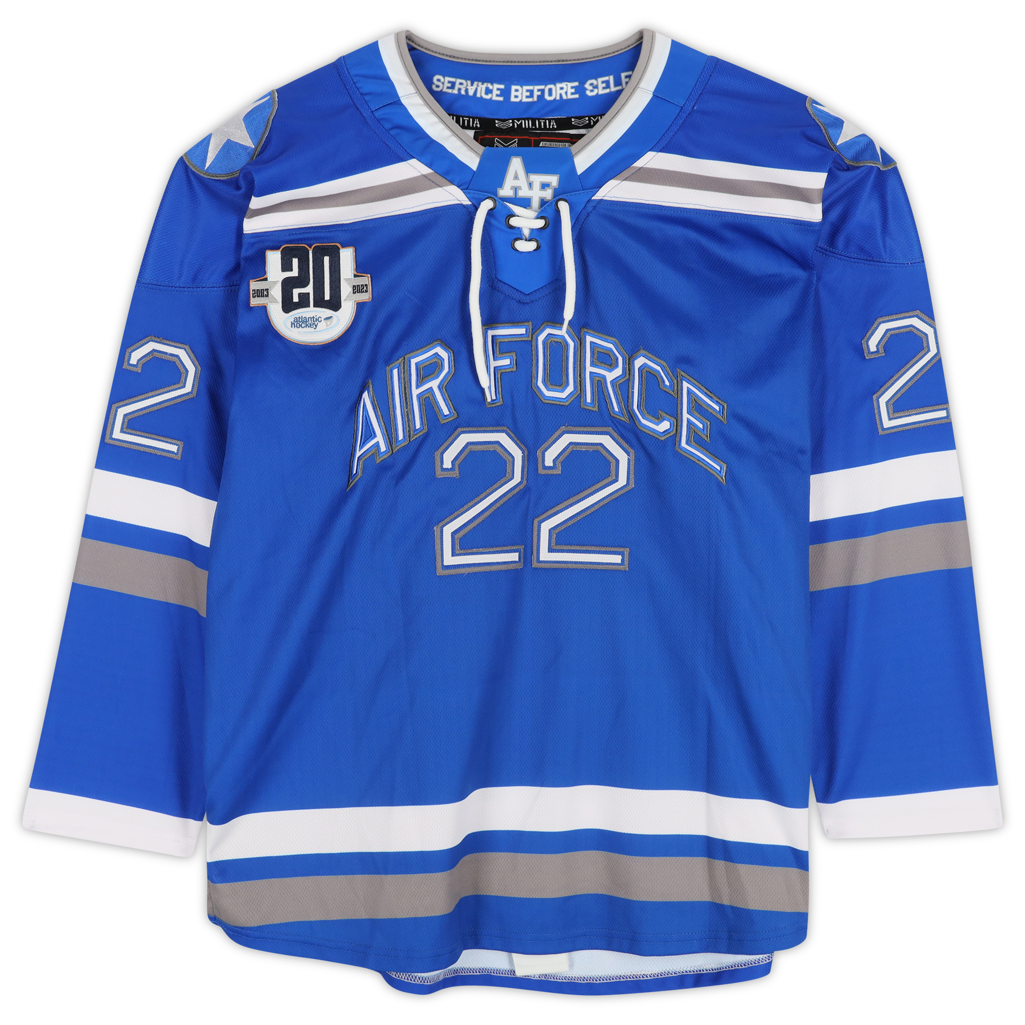 Air Force Falcons Team-Issued #22 Blue Jersey with 20th Anniversary Patch from the Hockey Program - Image 3
