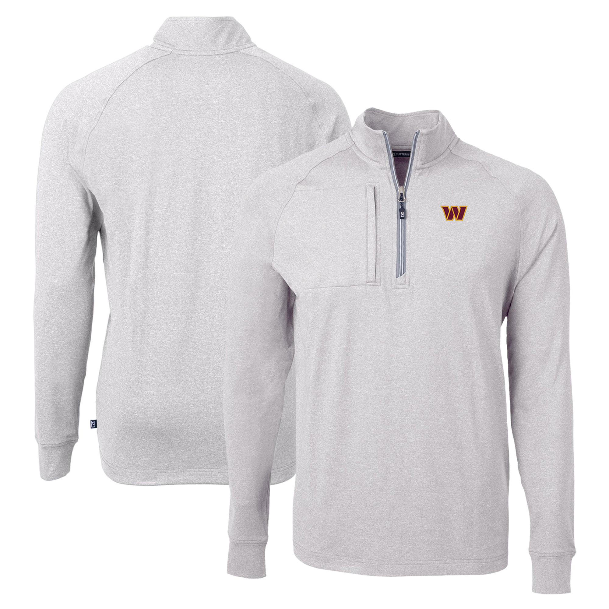 Men's Cutter & Buck Heather Gray Washington Commanders Adapt Eco Knit Quarter-Zip Pullover Top - Image 5