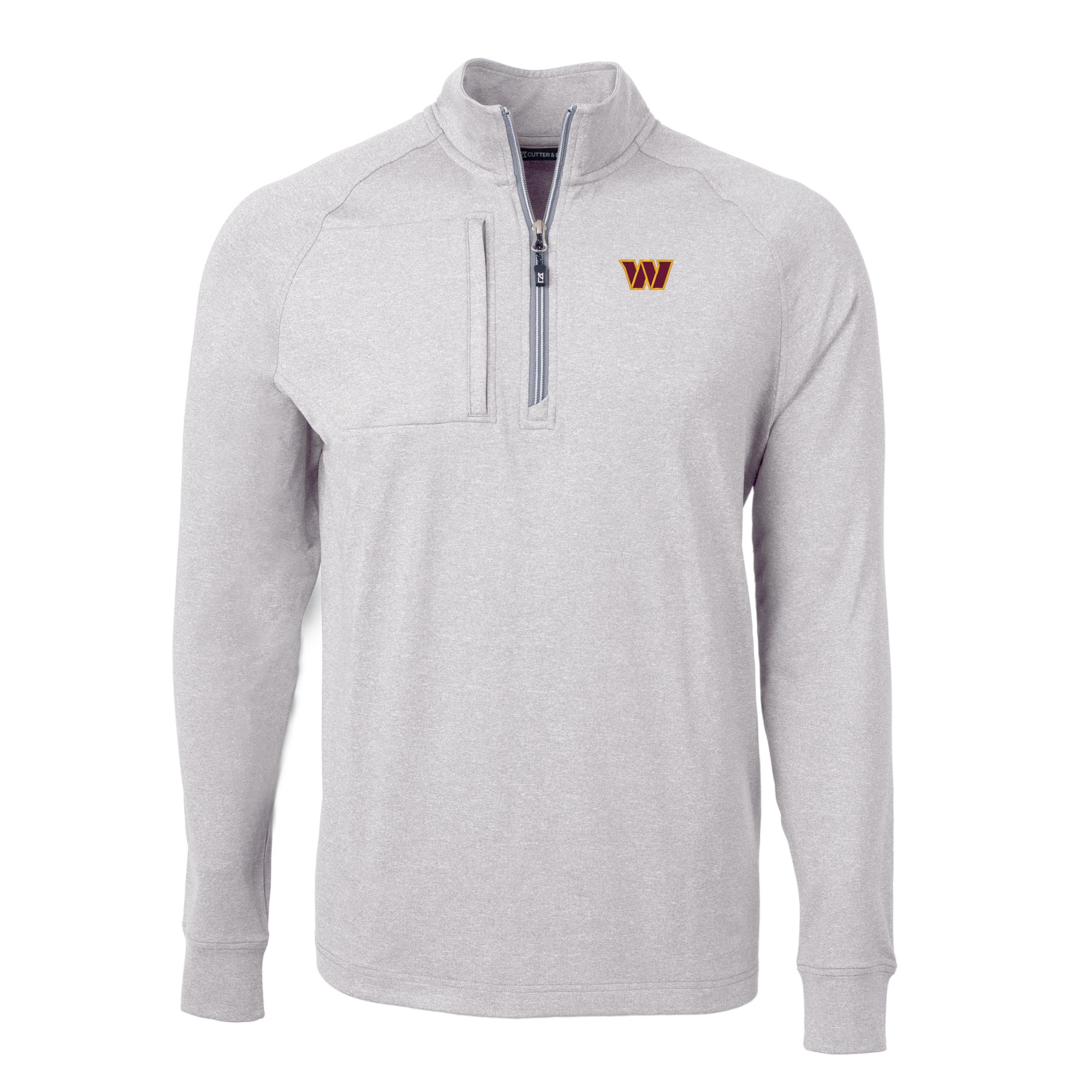 Men's Cutter & Buck Heather Gray Washington Commanders Adapt Eco Knit Quarter-Zip Pullover Top - Image 6