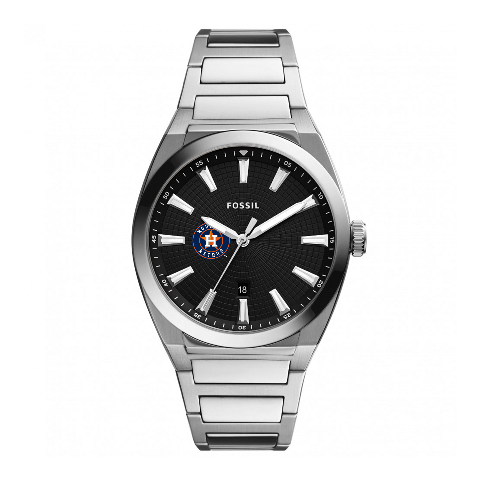 Men's Fossil Black Houston Astros Everett Stainless Steel Watch