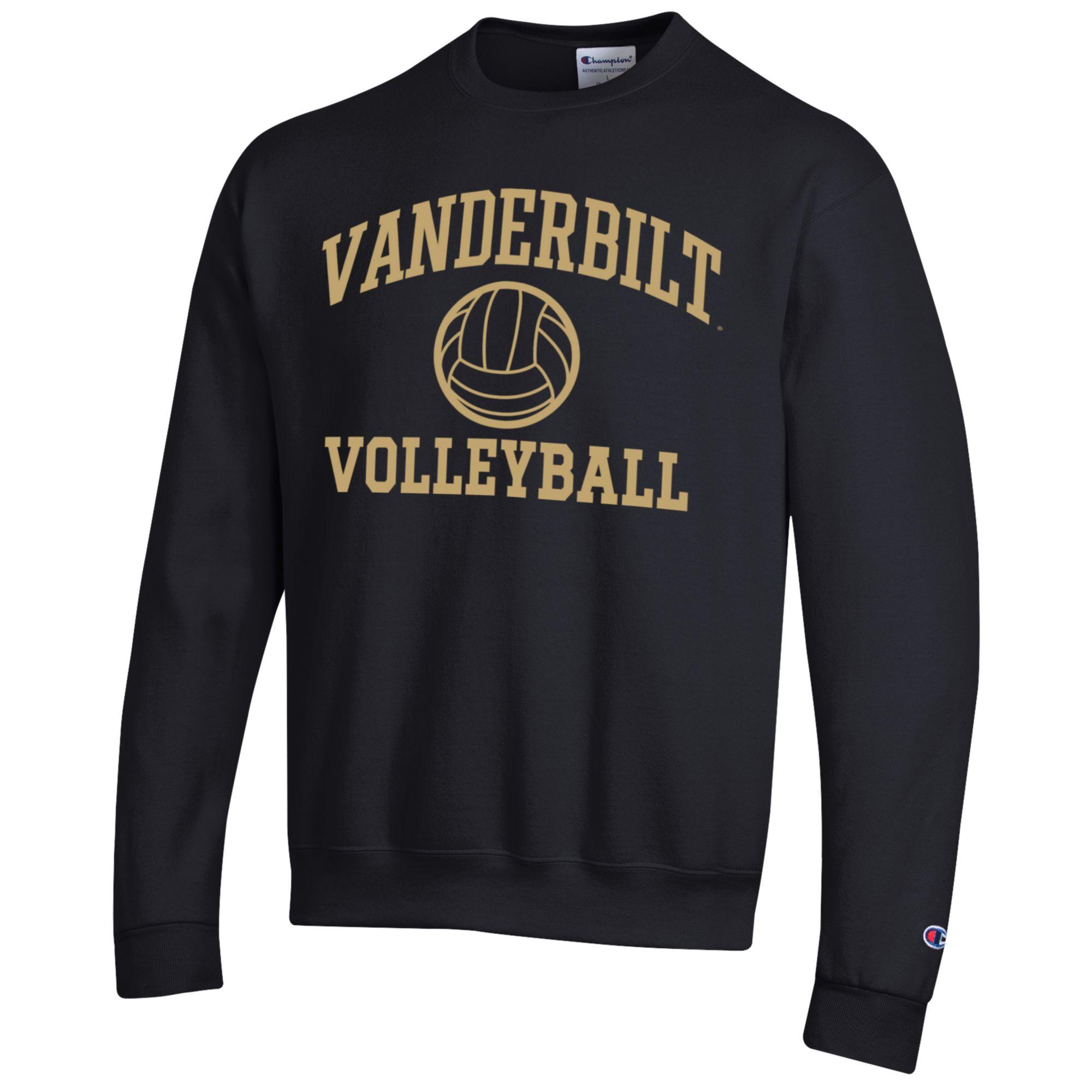 Men's Champion Black Vanderbilt Commodores Icon Logo Volleyball Eco Powerblend Pullover Sweatshirt - Image 3