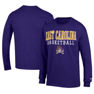 Men's Champion  Purple ECU Pirates Icon Logo Basketball Jersey Long Sleeve T-Shirt