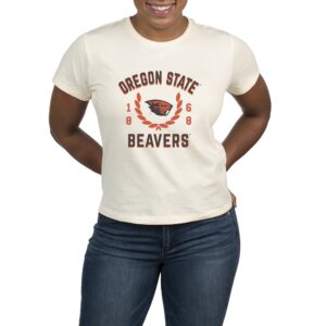 Women's Uscape Apparel  Cream Oregon State Beavers Laurels Crop T-Shirt