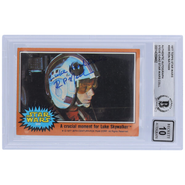 Ron Nathan Autographed 1977 Topps Star Wars #300 BGS Authenticated 10 Card with "Luke Hand Double" Inscription - Image 7
