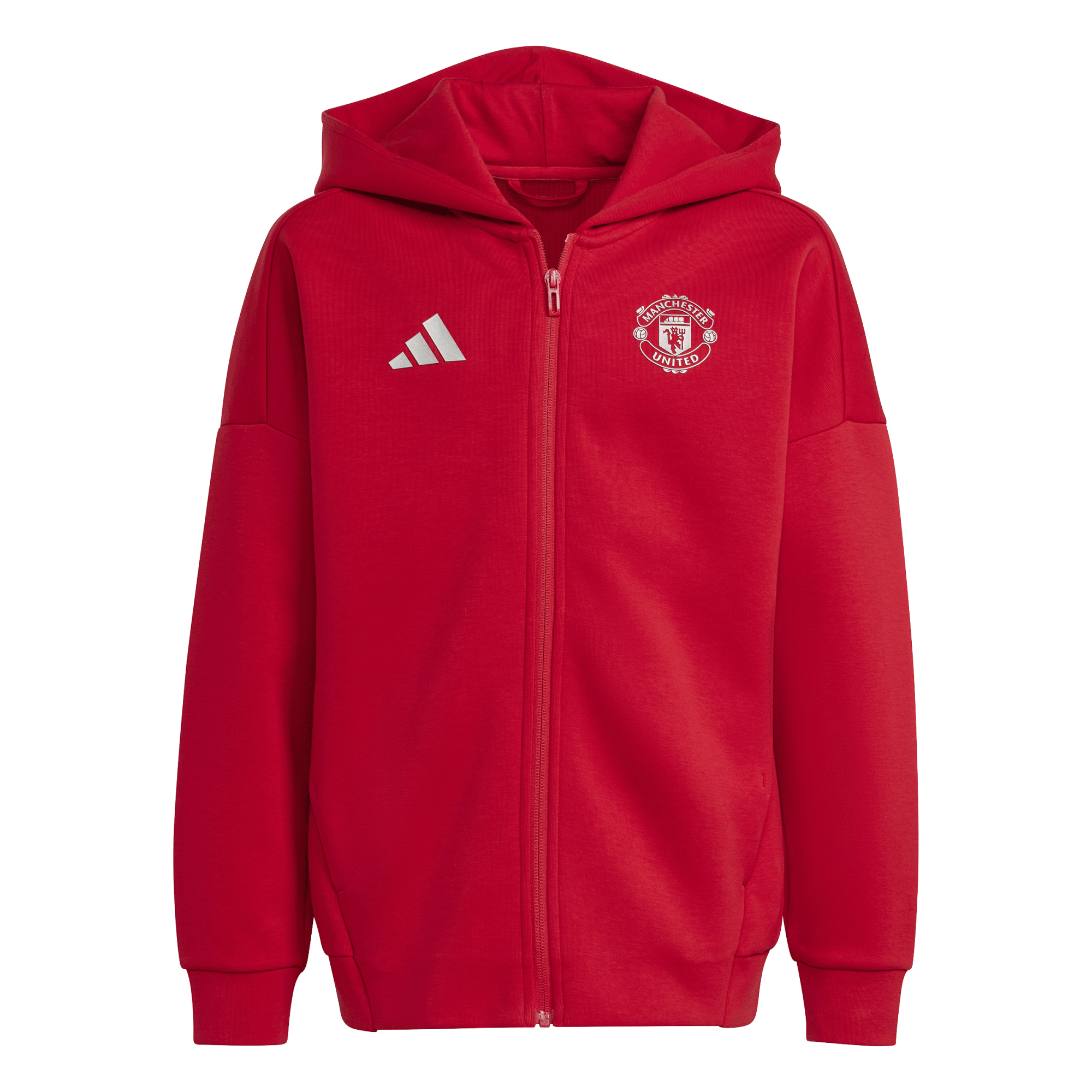 Youth adidas Red Manchester United 2024/25 Anthem Full-Zip Hoodie