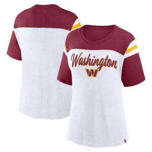 Women's Fanatics White/Burgundy Washington Commanders Cheer Chant Fashion T-Shirt
