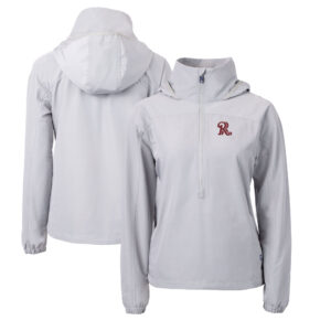 Women's Cutter & Buck Gray Frisco RoughRiders Charter Eco Recycled Half-Zip Anorak Jacket
