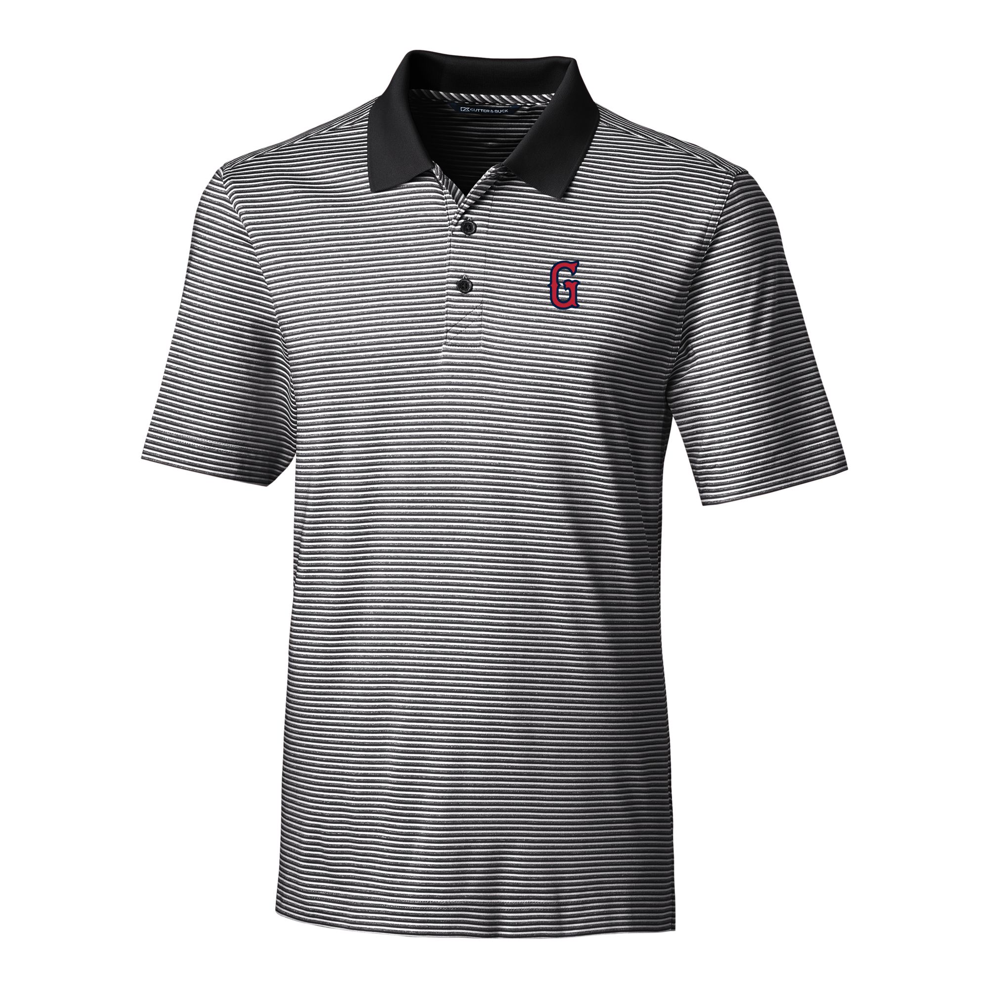 Men's Cutter & Buck Black Greenville Drive Forge Tonal Stripe Stretch Polo - Image 3