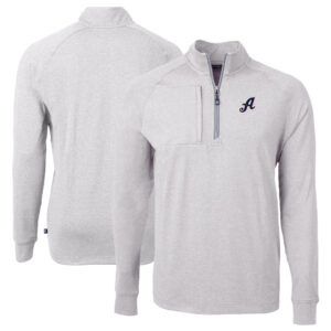 Men's Cutter & Buck  Heather Gray Reno Aces Adapt Eco Knit Heather Big & Tall Quarter-Zip Pullover Top