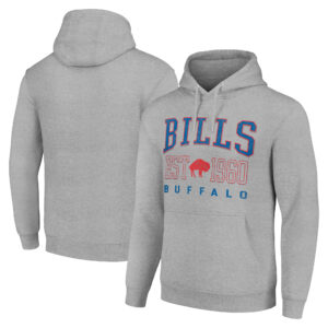 Unisex Starter Heather Gray Buffalo Bills Throwback Logo Pullover Hoodie