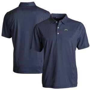 Men's Cutter & Buck Navy Los Angeles Chargers  Pike Eco Symmetry Print Stretch Recycled Polo