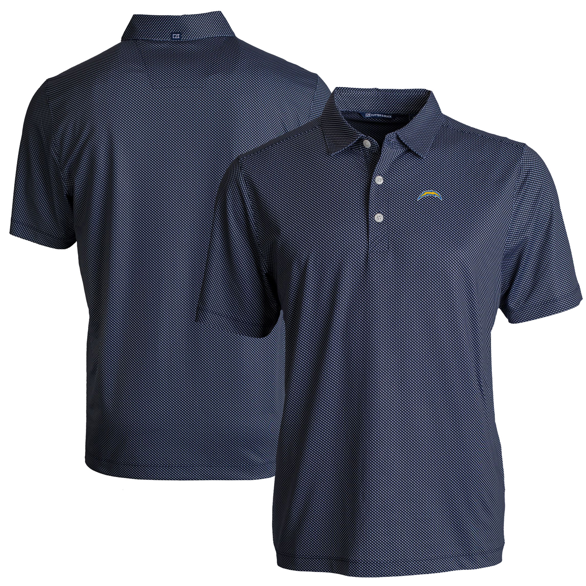 Men's Cutter & Buck Navy Los Angeles Chargers Pike Eco Symmetry Print Stretch Recycled Polo
