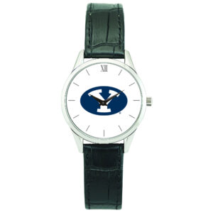 Women's Silver BYU Cougars Stainless Steel Watch with Leather Band