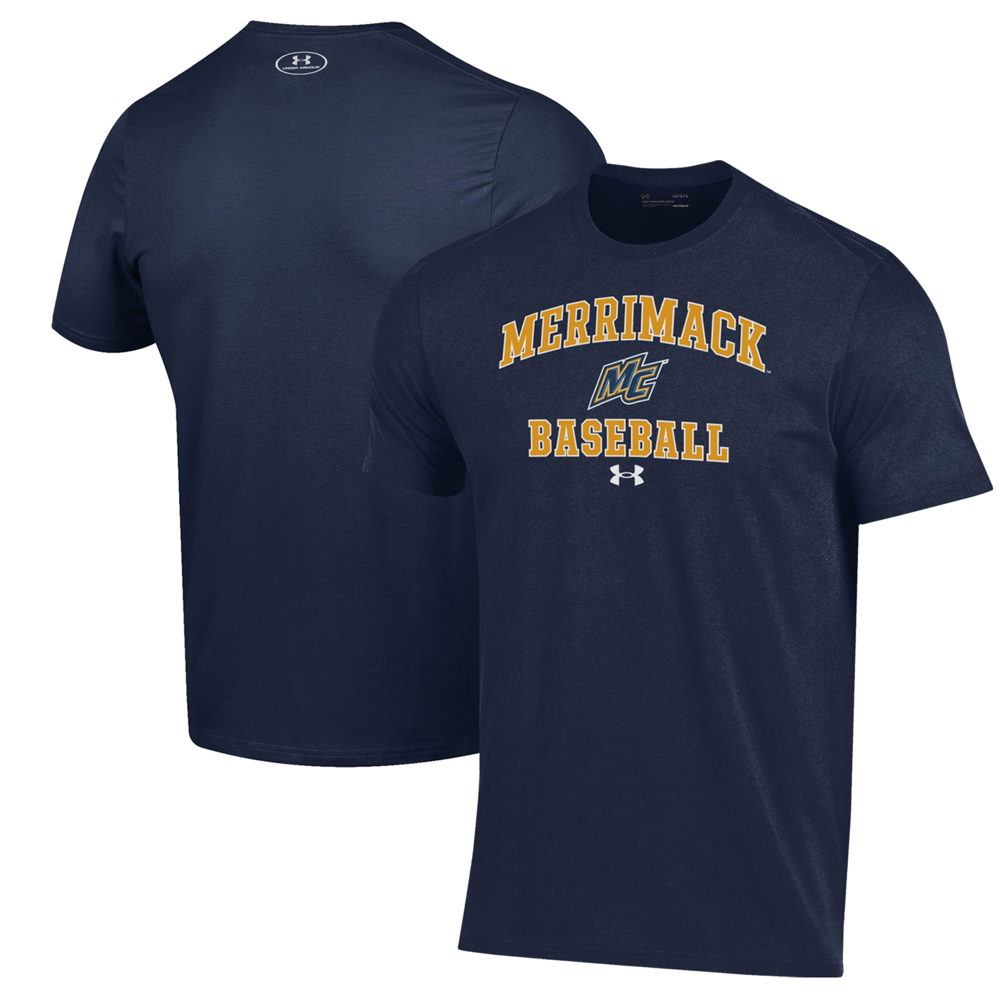 Men's Under Armour Navy Merrimack College Warriors Baseball Performance T-Shirt - Image 2