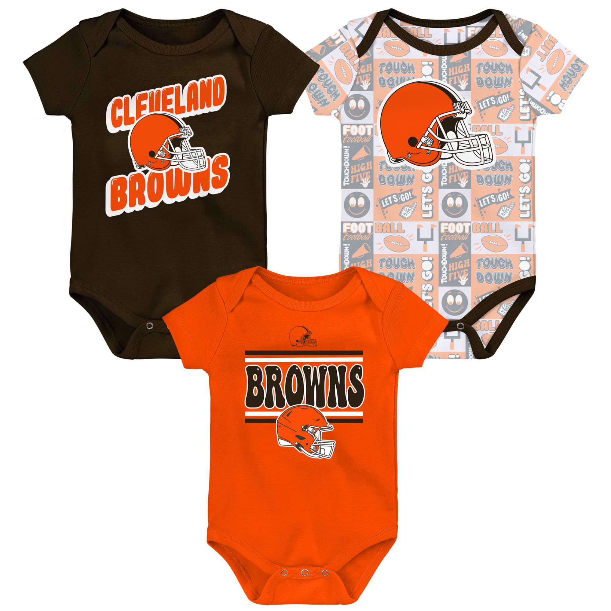 Infant Cleveland Browns Play Day Three-Pack Bodysuit Set - Image 2