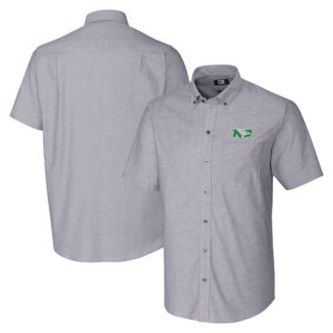 Men's Cutter & Buck  Charcoal North Dakota Oxford Stretch Short Sleeve Button-Down Dress Shirt