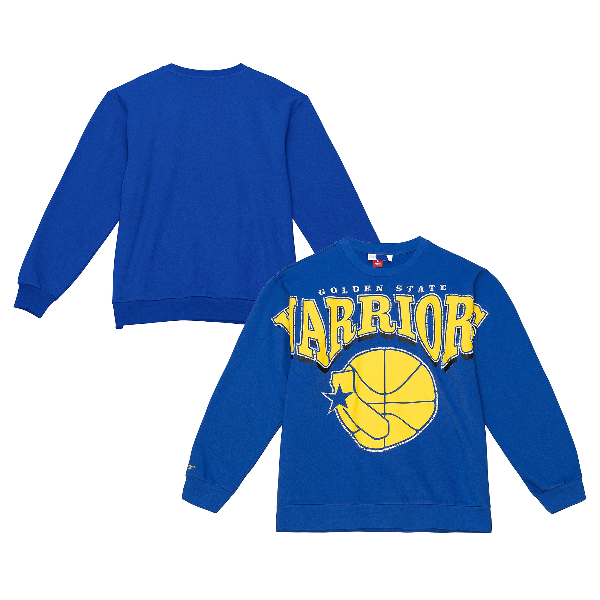 Men's Mitchell & Ness Royal Golden State Warriors Hardwood Classics Fashion Fleece Pullover Sweatshirt