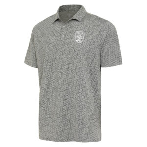 Men's Antigua  Heather Gray Austin FC White Logo Flicker Polo