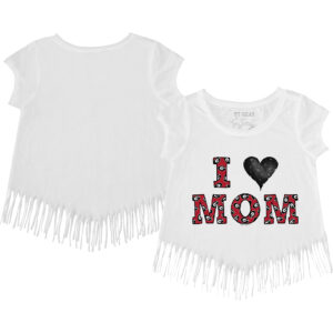 Toddler Tiny Turnip White Georgia Bulldogs I Love Mom Fringe T-Shirt