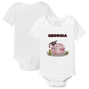 Infant Tiny Turnip White Georgia Bulldogs Piggy Bank Bodysuit