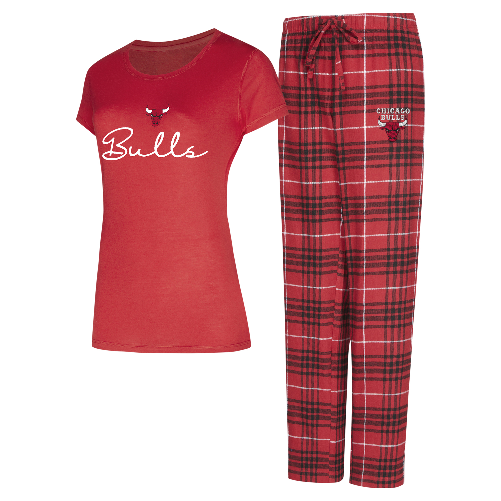 Women's Concepts Sport Red/Black Chicago Bulls Vector T-Shirt & Flannel Pants Sleep Set