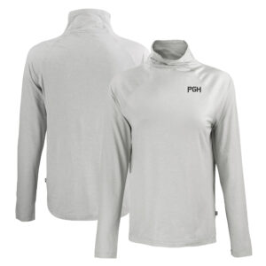 Women's Cutter & Buck Gray Pittsburgh Pirates City Connect Coastline Epic Comfort Eco Recycled Funnel Neck Raglan Pullover Top