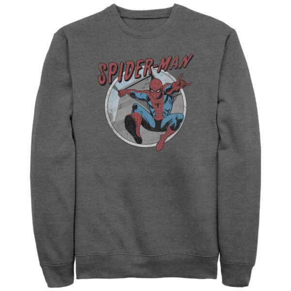 Men's Mad Engine Heather Charcoal Spider-Man Retro Pullover Sweatshirt