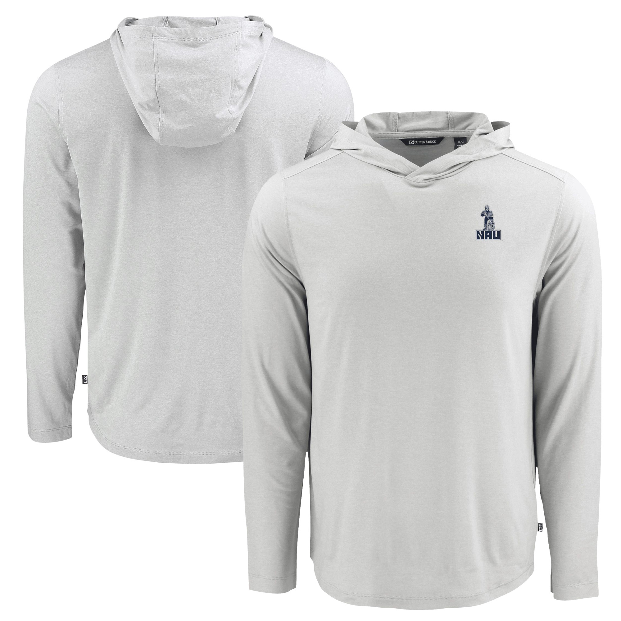 Men's Cutter & Buck Gray Northern Arizona Lumberjacks Coastline Epic Comfort Eco Recycled Long Sleeve Hoodie T-Shirt