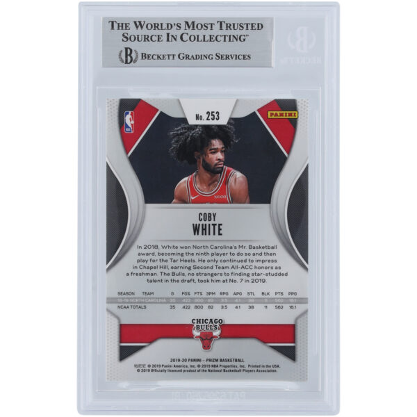 Coby White Chicago Bulls Autographed 2019-20 Panini Prizm #253 Beckett Fanatics Witnessed Authenticated Rookie Card - Image 5