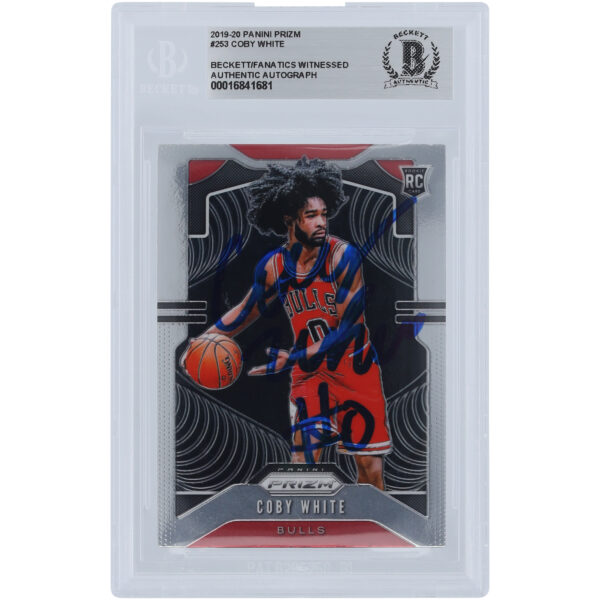 Coby White Chicago Bulls Autographed 2019-20 Panini Prizm #253 Beckett Fanatics Witnessed Authenticated Rookie Card