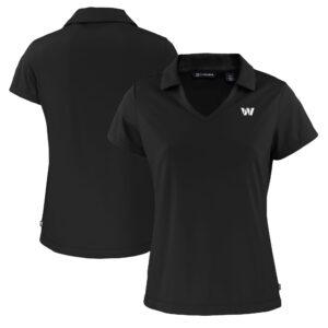Women's Cutter & Buck Black Washington Commanders Daybreak Eco Recycled V-Neck Polo