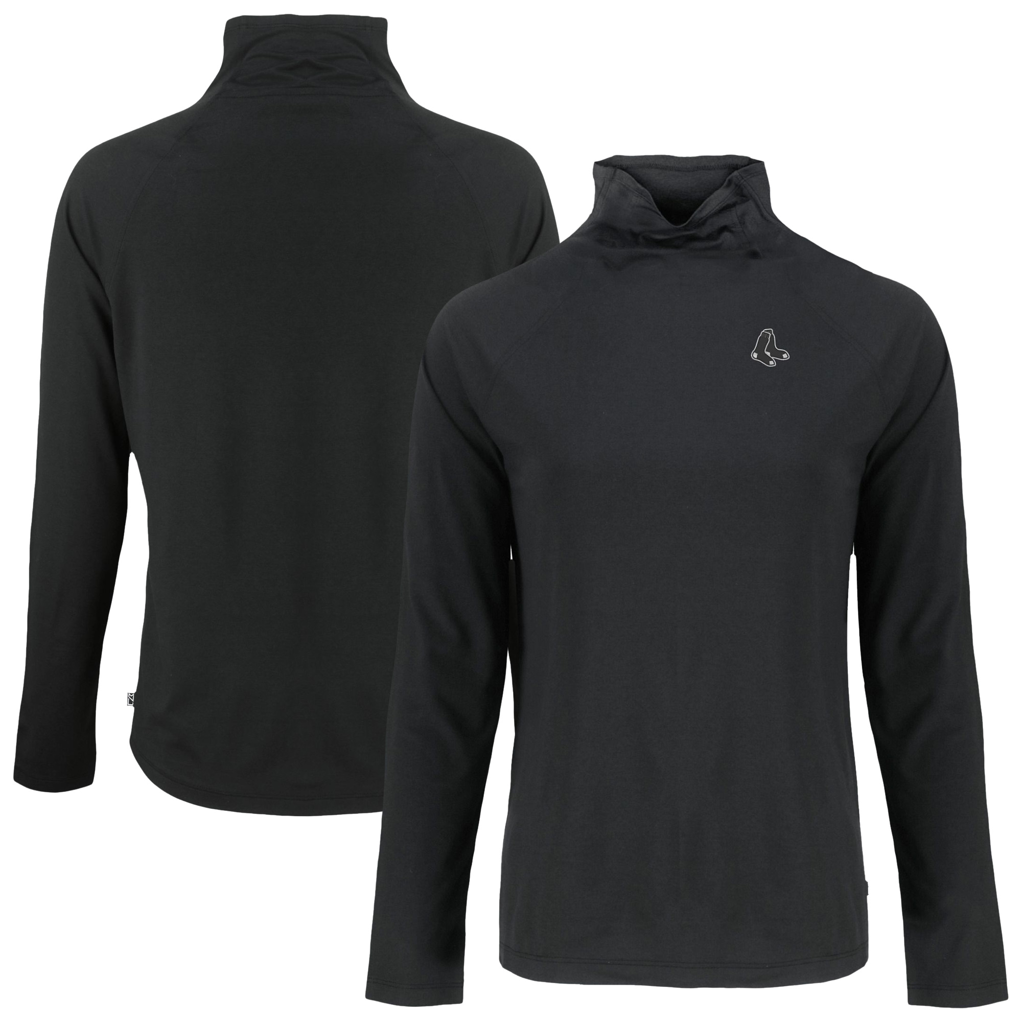 Women's Cutter & Buck Black Boston Red Sox Coastline Epic Comfort Eco Recycled Funnel Neck Pullover Top