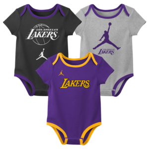 Newborn & Infant Jordan Brand Los Angeles Lakers Statement Edition Three-Pack Bodysuit Set
