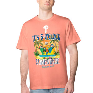 Men's Margaritaville Coral Philadelphia Phillies Five O'Clock Graphic T-Shirt