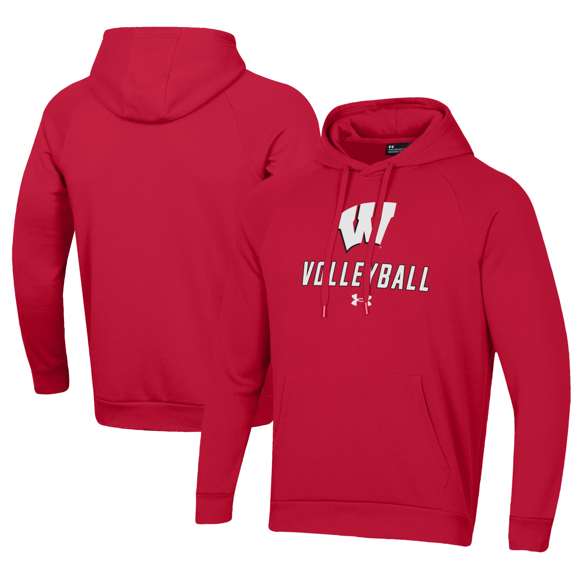 Men's Under Armour Red Wisconsin Badgers Rival Fleece Pullover Hoodie