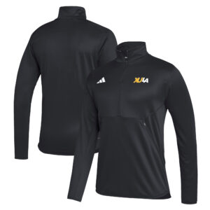 Men's adidas Black Xavier University of Louisiana Gold Rush Stadium AEROREADY Half-Zip Jacket