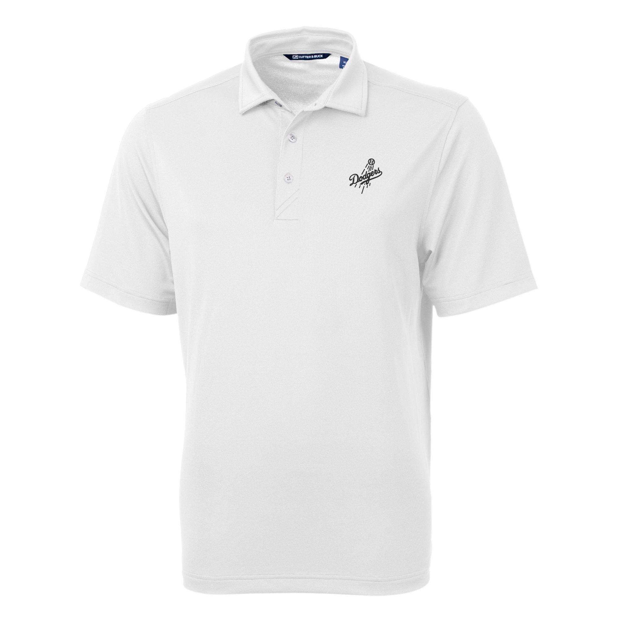 Men's Cutter & Buck White Los Angeles Dodgers Virtue Eco Pique Recycled Polo - Image 3