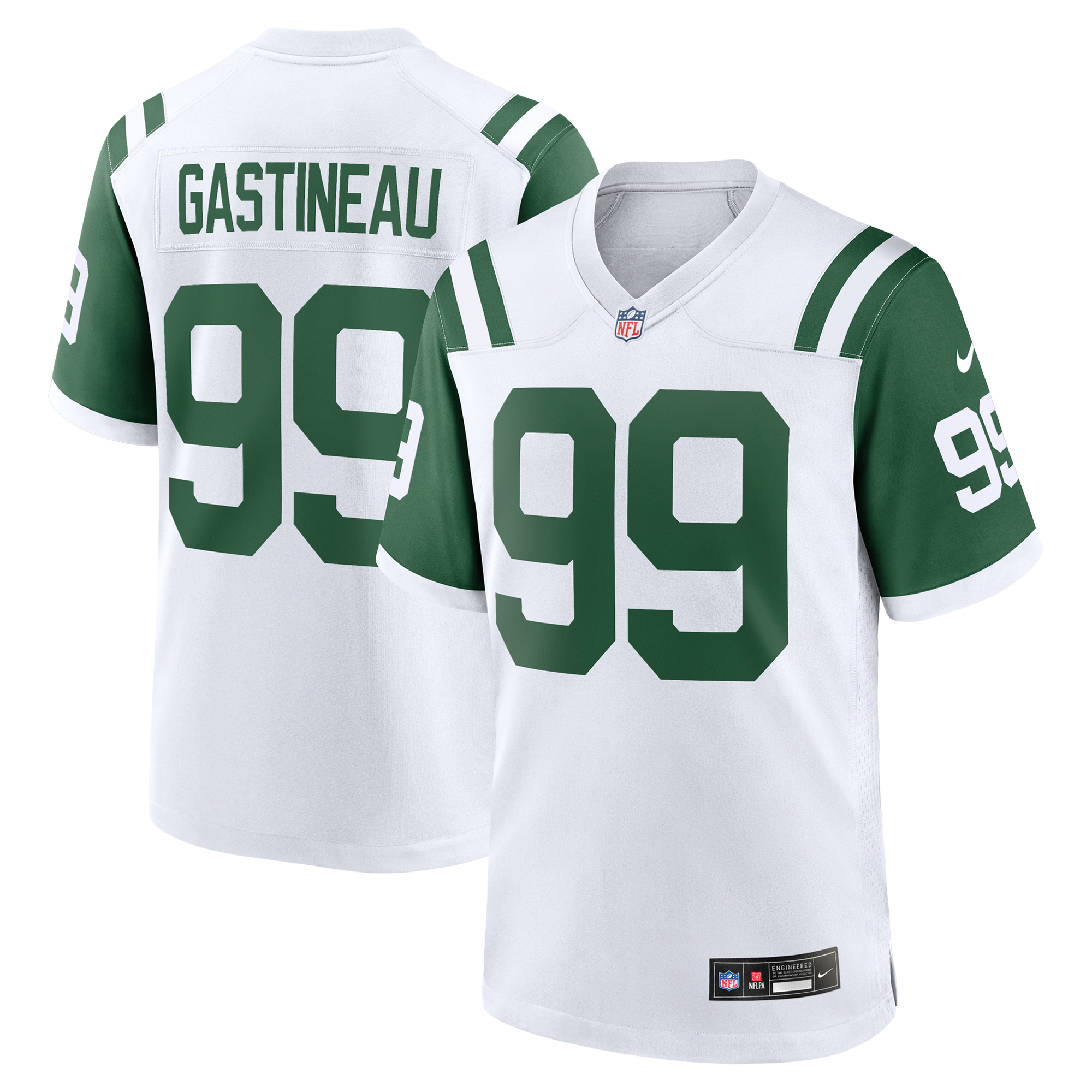 Men's Nike Mark Gastineau White New York Jets Classic Alternate Retired Player Game Jersey - Image 5
