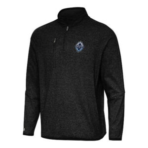 Men's Antigua Heather Black Vancouver Whitecaps FC Certain Tri-Blend Quarter-Zip Jacket