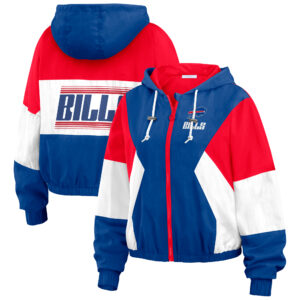 Women's WEAR by Erin Andrews Royal/Red Buffalo Bills Plus Size Color Block Full-Zip Windbreaker Jacket