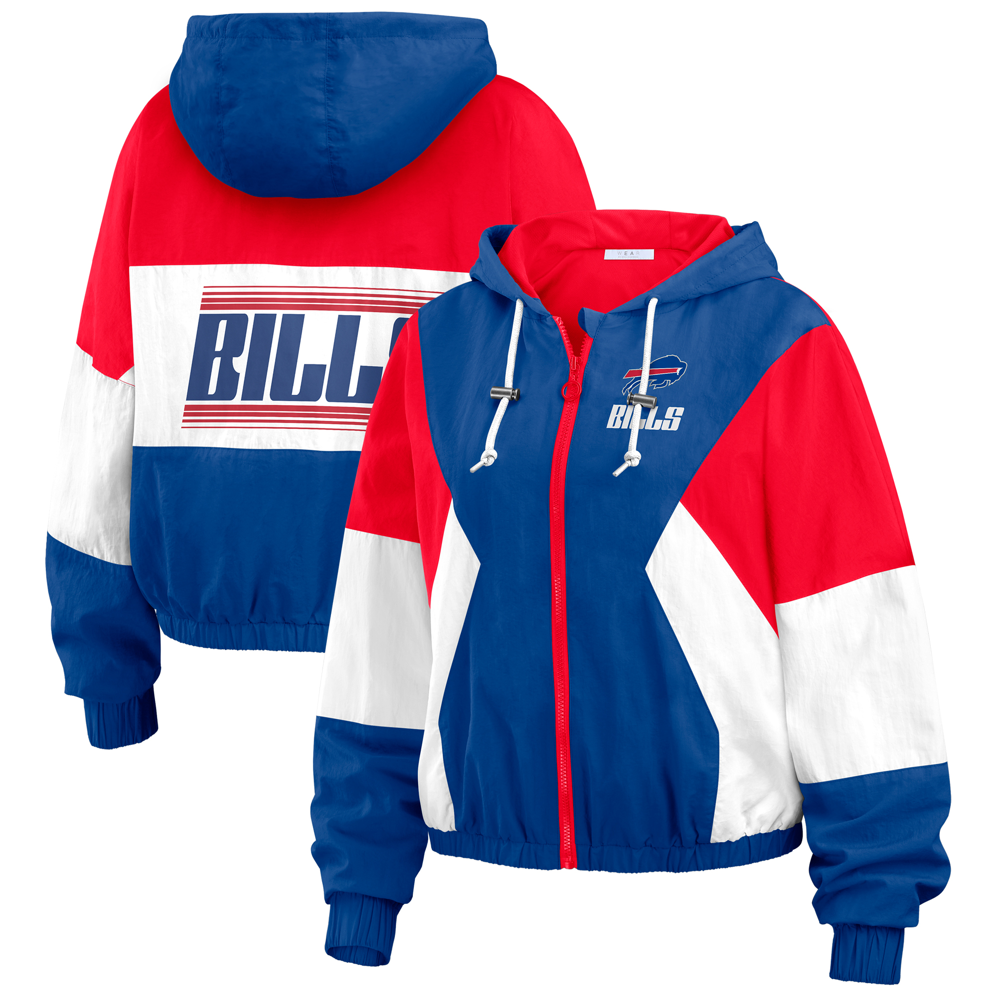 Women's WEAR by Erin Andrews Royal/Red Buffalo Bills Plus Size Color Block Full-Zip Windbreaker Jacket