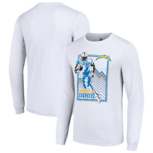 Men's Starter White Los Angeles Chargers Player Grid Graphic Long Sleeve T-Shirt