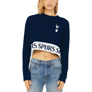 Women's Vive La Fete  Navy Tottenham Hotspur Cropped Pullover Sweatshirt